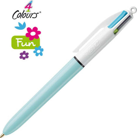 Penna a sfera a scatto multifunzione 4 Colours Fun - punta 1 0mm - rosa verde chiaro turchese viola - Bic - conf. 12 pezzi Cancelleria e prodotti per ufficio/Penne matite scrittura e correzione/Penne e ricariche/Penne roller a inchiostro gel Eurocartuccia - Pavullo, Commerciovirtuoso.it