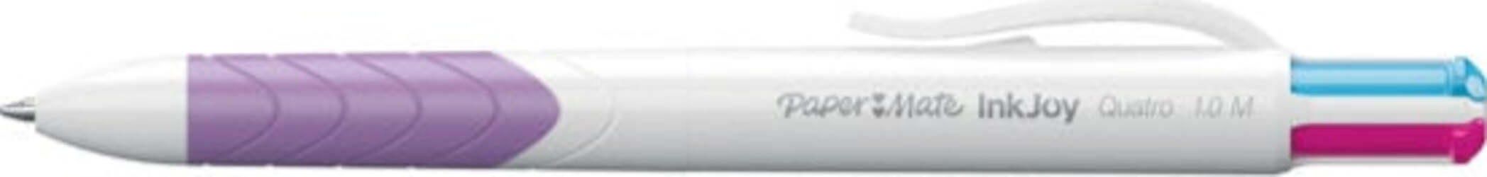 Penna a sfera a scatto multifunzione Inkjoy Quatro Fun - rosa verde chiaro viola turchese - punta 1 0mm - Papermate Cancelleria e prodotti per ufficio/Penne matite scrittura e correzione/Penne e ricariche/Penne roller a inchiostro gel Eurocartuccia - Pavullo, Commerciovirtuoso.it