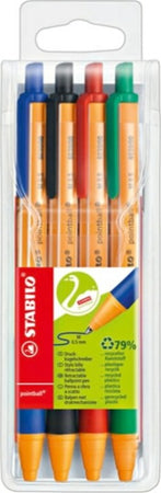 Penna a sfera a scatto Pointball Green - tratto 0 5mm - 4 colori - Stabilo - conf. 4 pezzi Cancelleria e prodotti per ufficio/Penne matite scrittura e correzione/Penne e ricariche/Penne roller a inchiostro gel Eurocartuccia - Pavullo, Commerciovirtuoso.it