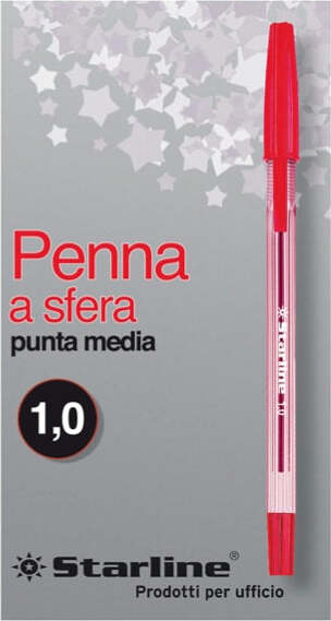 Penna a sfera con cappuccio - punta media 1 0mm - rosso - Starline - conf. 50 pezzi Cancelleria e prodotti per ufficio/Penne matite scrittura e correzione/Penne e ricariche/Penne roller a inchiostro gel Eurocartuccia - Pavullo, Commerciovirtuoso.it