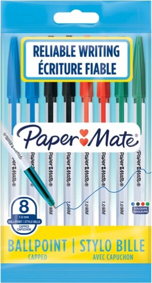 Penna a sfera con cappuccio 045 - punta 1 0 mm - colori assortiti - Papermate - busta 8 pezzi Cancelleria e prodotti per ufficio/Penne matite scrittura e correzione/Penne e ricariche/Penne roller a inchiostro gel Eurocartuccia - Pavullo, Commerciovirtuoso.it