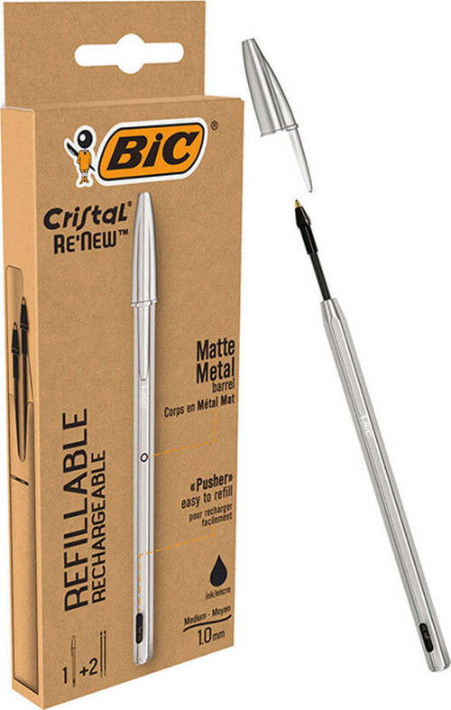 Penna-bic-metal-nero-con-2-refil