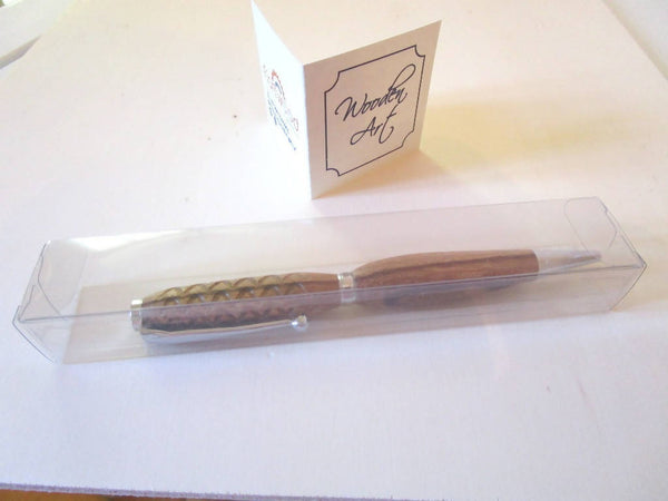 Penna In Legno Di Zebrano, Modello Slime Line Cromo Con Intagli Zigrinati Fiartwood