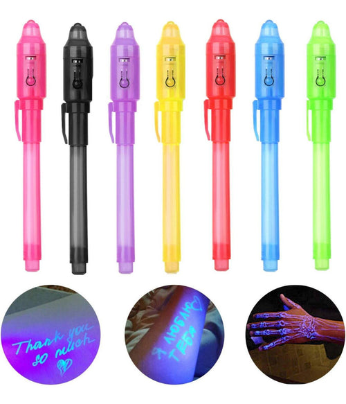 Penna Magica Ad Inchiostro Invisibile Set 2 Penne Visibile Con Luce Uv Gadget