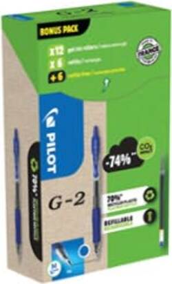 Penna roller gel scatto G-2 - punta 0 7 mm - 12 refill inclusi - blu - Pilot - conf. 12 pezzi Cancelleria e prodotti per ufficio/Penne matite scrittura e correzione/Penne e ricariche/Penne roller a inchiostro gel Eurocartuccia - Pavullo, Commerciovirtuoso.it