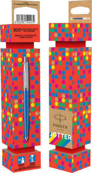 Penna sfera Jotter Cracker - fusto blu denim - inchiostro blu - Parker Cancelleria e prodotti per ufficio/Penne matite scrittura e correzione/Penne e ricariche/Penne a sfera Eurocartuccia - Pavullo, Commerciovirtuoso.it