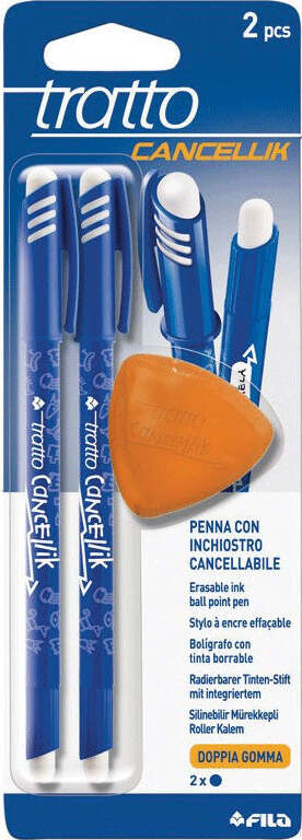 Penna-Tratto-Cancellik-Blu-con-gomma-2-pezzi