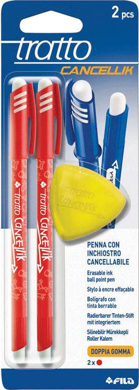 Penna-Tratto-Cancellik-Rossa-con-gomma-2-pezzi
