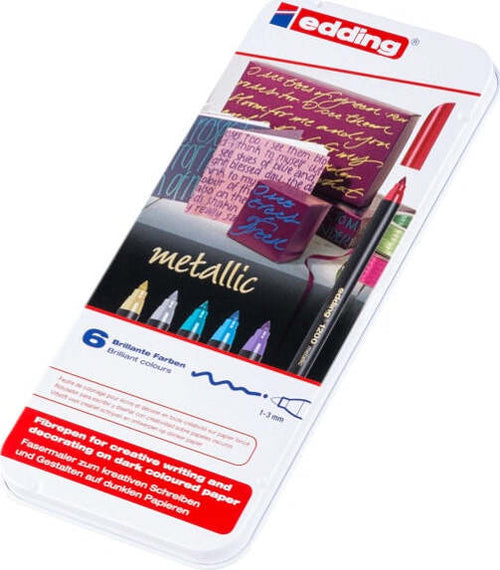 Pennarelli 1200 metallic - tratto 1 mm - colori assortiti - Edding - astuccio 6 pezzi Cancelleria e prodotti per ufficio/Penne matite scrittura e correzione/Marcatori ed evidenziatori/Pennarelli indelebili e marcatori Eurocartuccia - Pavullo, Commerciovirtuoso.it