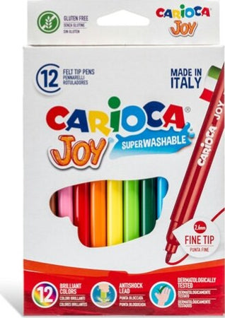 Pennarelli Joy - punta 2 6mm - colori assortiti - lavabili - Carioca - scatola 12 pezzi Giochi e giocattoli/Attività creative/Accessori per disegnare e colorare/Pennelli Eurocartuccia - Pavullo, Commerciovirtuoso.it