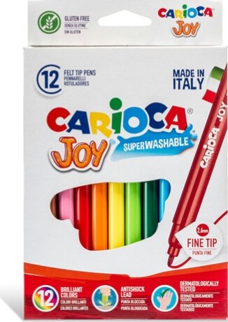 Pennarelli Joy - punta 2 6mm - colori assortiti - lavabili - Carioca - scatola 12 pezzi Giochi e giocattoli/Attività creative/Accessori per disegnare e colorare/Pennelli Eurocartuccia - Pavullo, Commerciovirtuoso.it