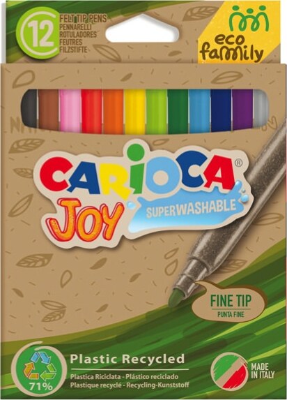 Pennarelli Joy Eco Family - lavabili - colori assortiti - Carioca - scatola 12 pezzi Giochi e giocattoli/Attività creative/Accessori per disegnare e colorare/Pennelli Eurocartuccia - Pavullo, Commerciovirtuoso.it