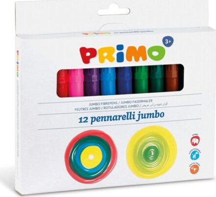 Pennarelli Jumbo - punta D7 6mm - colori assortiti - Primo - astuccio 12 pezzi Giochi e giocattoli/Attività creative/Accessori per disegnare e colorare/Pennelli Eurocartuccia - Pavullo, Commerciovirtuoso.it