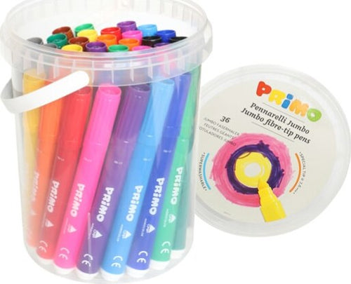 Pennarelli Jumbo - punta D7 6mm - colori assortiti - Primo - secchiello 36 pezzi Giochi e giocattoli/Attività creative/Accessori per disegnare e colorare/Pennelli Eurocartuccia - Pavullo, Commerciovirtuoso.it