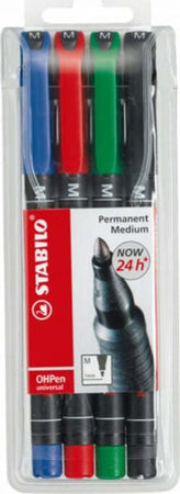 Pennarelli OHPen 843 universal permanente - punta media 1 0mm - astuccio 4 colori - Stabilo Cancelleria e prodotti per ufficio/Penne matite scrittura e correzione/Marcatori ed evidenziatori/Pennarelli indelebili e marcatori Eurocartuccia - Pavullo, Commerciovirtuoso.it