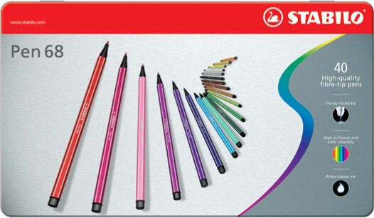 Pennarelli Pen 68 - colori assortii - Stabilo - scatola in metallo 40 pezzi Cancelleria e prodotti per ufficio/Penne matite scrittura e correzione/Penne e ricariche/Penne a punta porosa Eurocartuccia - Pavullo, Commerciovirtuoso.it