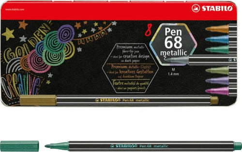 Pennarelli Pen 68 - colori assortiti metallic - Stabilo - scatola in metallo 8 pezzi Cancelleria e prodotti per ufficio/Penne matite scrittura e correzione/Marcatori ed evidenziatori/Pennarelli indelebili e marcatori Eurocartuccia - Pavullo, Commerciovirtuoso.it