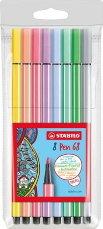 Pennarelli Pen 68 - colori assortiti pastello - Stabilo - busta 8 pezzi Cancelleria e prodotti per ufficio/Penne matite scrittura e correzione/Penne e ricariche/Penne a punta porosa Eurocartuccia - Pavullo, Commerciovirtuoso.it