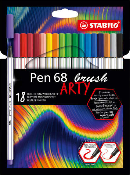 Pennarelli Pen 68 Brush Arty Line 568-12 - colori assortiti - Stabilo - astuccio 12 pezzi Giochi e giocattoli/Attività creative/Accessori per disegnare e colorare/Pennelli Eurocartuccia - Pavullo, Commerciovirtuoso.it