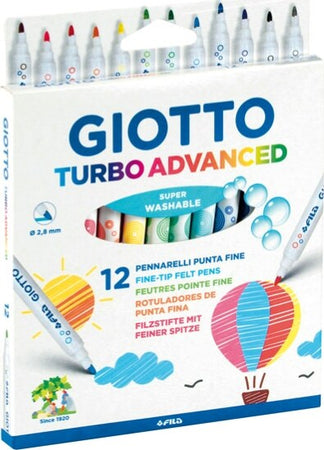 Pennarelli Turbo Advanced - punta 2 8mm - colori assortiti - Giotto - astuccio 12 pezzi Giochi e giocattoli/Attività creative/Accessori per disegnare e colorare/Pennelli Eurocartuccia - Pavullo, Commerciovirtuoso.it