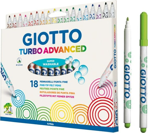 Pennarelli Turbo Advanced - punta 2 8mm - colori assortiti - Giotto - astuccio 18 pezzi Giochi e giocattoli/Attività creative/Accessori per disegnare e colorare/Pennelli Eurocartuccia - Pavullo, Commerciovirtuoso.it
