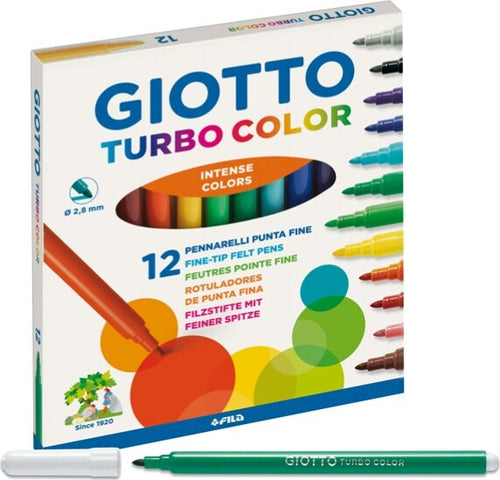 Pennarelli Turbo Color - punta D2 8mm - colori assortiti - Giotto - astuccio 12 pezzi Giochi e giocattoli/Attività creative/Accessori per disegnare e colorare/Pennelli Eurocartuccia - Pavullo, Commerciovirtuoso.it