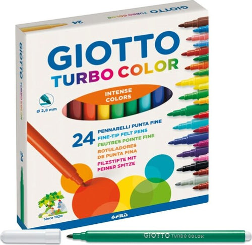 Pennarelli Turbo Color - punta D2 8mm - colori assortiti - Giotto - astuccio 24 pezzi Giochi e giocattoli/Attività creative/Accessori per disegnare e colorare/Pennelli Eurocartuccia - Pavullo, Commerciovirtuoso.it