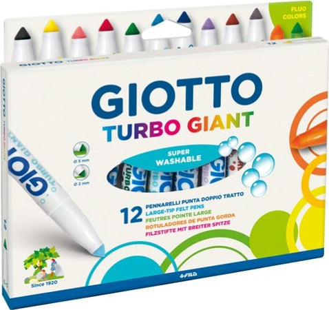 Pennarelli Turbo Giant classici - 2 colori neon - Giotto - astuccio 12 pezzi Giochi e giocattoli/Attività creative/Accessori per disegnare e colorare/Pennelli Eurocartuccia - Pavullo, Commerciovirtuoso.it