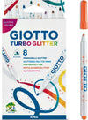 Pennarelli Turbo Glitter - punta 2 8mm - colori assortiti - Giotto - astuccio 8 pezzi Giochi e giocattoli/Attività creative/Accessori per disegnare e colorare/Pennelli Eurocartuccia - Pavullo, Commerciovirtuoso.it