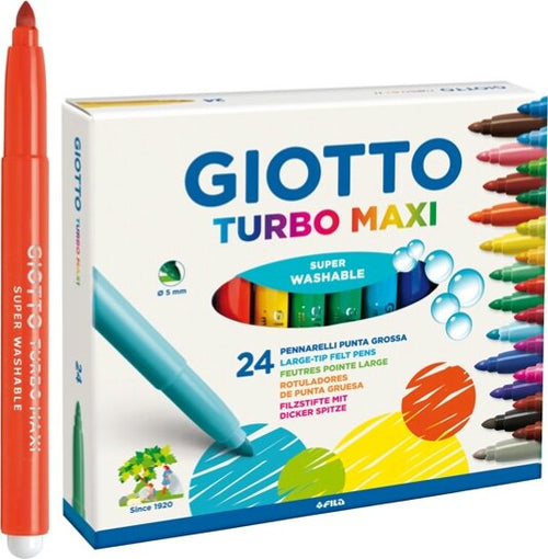 Pennarelli Turbo Maxi - punta D5mm - colori assortiti - Giotto - astuccio 24 pezzi Giochi e giocattoli/Attività creative/Accessori per disegnare e colorare/Pennelli Eurocartuccia - Pavullo, Commerciovirtuoso.it