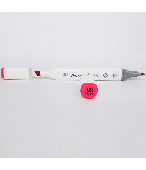 Pennarello 121 Fluorescent Coral Red Colorati Doppia Punta Inchiostro Colorare