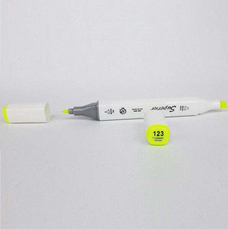 Pennarello-123-Fluorescent-Yellow-Colorati-Doppia-Punta-Inchiostro-Olio-Colorare
