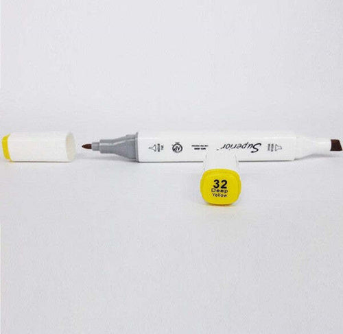 Pennarello-32-Deep-Yellow-Colorati-Doppia-Punta-Inchiostro-Base-Olio-Colorare