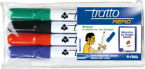 Pennarello a secco Tratto Memo per lavagne cancellabili - astuccio 4 colori - punta conica 2 5mm - Tratto Cancelleria e prodotti per ufficio/Penne matite scrittura e correzione/Marcatori ed evidenziatori/Marcatori cancellabili a secco e liquidi Eurocartuccia - Pavullo, Commerciovirtuoso.it