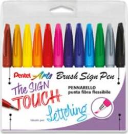 Pennarello Brush Sign Pen - colori assortiti - Pentel - conf. 12 pezzi Cancelleria e prodotti per ufficio/Penne matite scrittura e correzione/Penne e ricariche/Penne a punta porosa Eurocartuccia - Pavullo, Commerciovirtuoso.it
