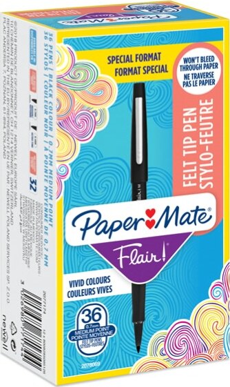 Pennarello Flair Nylon - punta 1 10 mm - nero - Papermate - conf. 30 + 6 pezzi Cancelleria e prodotti per ufficio/Penne matite scrittura e correzione/Penne e ricariche/Penne a punta porosa Eurocartuccia - Pavullo, Commerciovirtuoso.it