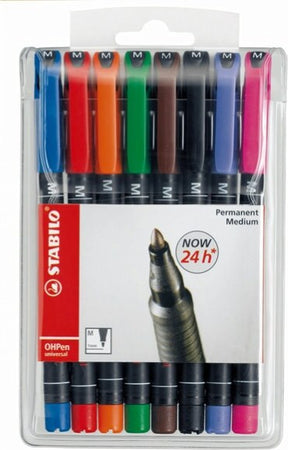 Pennarello OHPen universal permanente 843 - punta media 1 mm - colori assortiti - Stabilo - conf. 8 pezzi Cancelleria e prodotti per ufficio/Penne matite scrittura e correzione/Marcatori ed evidenziatori/Pennarelli indelebili e marcatori Eurocartuccia - Pavullo, Commerciovirtuoso.it