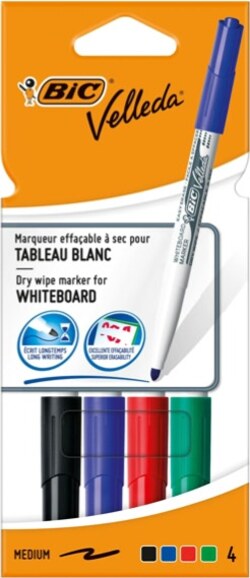 Pennarello Whiteboard Marker Velleda 1741 - punta tonda 1 4 mm - colori assortiti - Bic - astuccio 4 pezzi Cancelleria e prodotti per ufficio/Penne matite scrittura e correzione/Marcatori ed evidenziatori/Marcatori cancellabili a secco e liquidi Eurocartuccia - Pavullo, Commerciovirtuoso.it