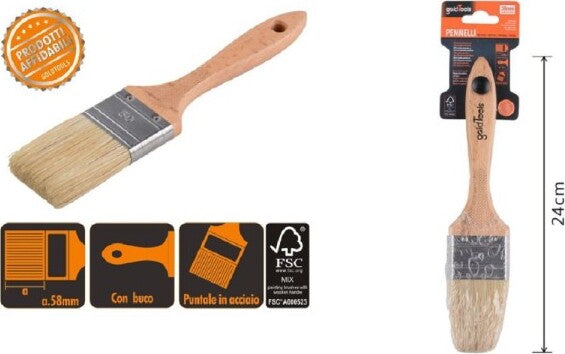 Pennello-Piatto-24-Cm-Manico-In-Legno-Setole-Morbide-Per-Pittura-Vernice-90205
