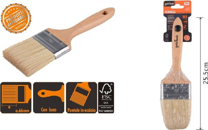 Pennello Piatto 25.5 Cm Con Manico In Legno Setole Morbide Pittura Vernice 90207 Casa e cucina/Hobby creativi/Pittura/Pennelli Trade Shop italia - Napoli, Commerciovirtuoso.it