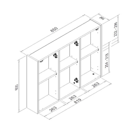Pensile bagno bianco Solo3 con 3 ante specchio