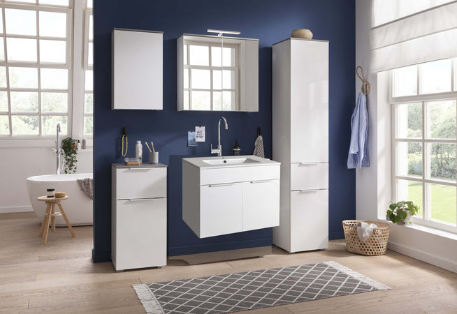 Pensile Da Bagno Galaverna Bianco Lucido E Cemento Con 1 Anta H 65 Cm Casa e cucina/Bagno/Mobili da bagno/Mobiletti e armadietti/Mobili a muro Decor Space - Altamura, Commerciovirtuoso.it