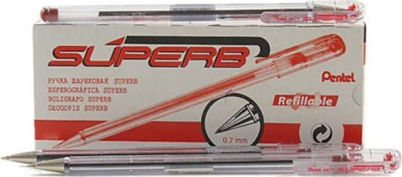 Pentel-12-Penne-a-Sfera-Superb-0,7-mm-Rosso