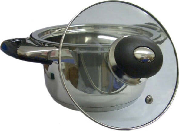 Pentola-Casseruola-18-Cm-Pentole-In-Acciaio-Inox-18/10-Con-Coperchio-In-Vetro