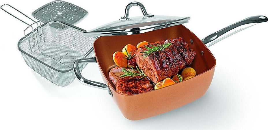PENTOLA QUADRATA 4 IN 1 CASSERUOLA DA FORNO E FRIGGITRICE CON COPERCHIO IN VETRO  Trade Shop italia - Napoli, Commerciovirtuoso.it
