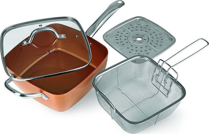 PENTOLA QUADRATA 4 IN 1 CASSERUOLA DA FORNO E FRIGGITRICE CON COPERCHIO IN VETRO  Trade Shop italia - Napoli, Commerciovirtuoso.it