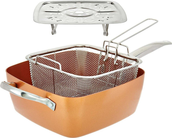 PENTOLA QUADRATA 4 IN 1 CASSERUOLA DA FORNO E FRIGGITRICE CON COPERCHIO IN VETRO  Trade Shop italia - Napoli, Commerciovirtuoso.it