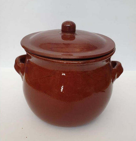 Pentola-Tegame-In-Terracotta-Bombata-Con-Manici-E-Coperchio-Da-Forno-Cottura-20