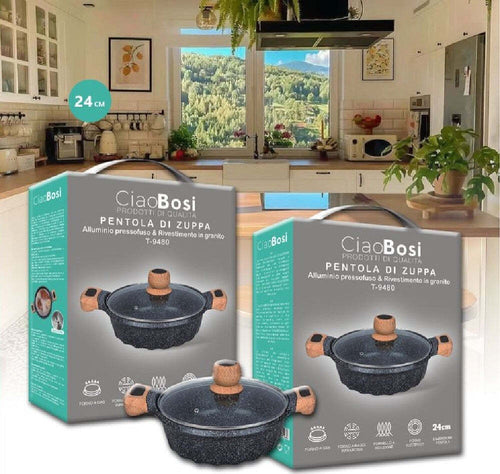Pentola Tegame Per Zuppa Rivestito Granito Con Coperchio Fondo Basso 24cm T-9480 Casa e cucina/Pentole padelle e pirofile/Pentole e padelle/Padelle universali Trade Shop italia - Napoli, Commerciovirtuoso.it