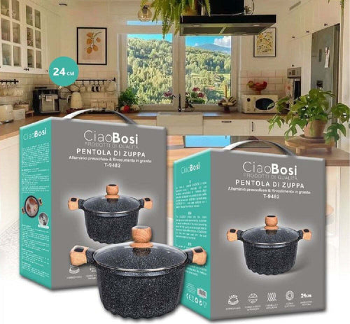 Pentola Tegame Per Zuppa Rivestito In Granito Con Coperchio Vetro 24 Cm T-9482 Casa e cucina/Pentole padelle e pirofile/Pentole e padelle/Padelle universali Trade Shop italia - Napoli, Commerciovirtuoso.it